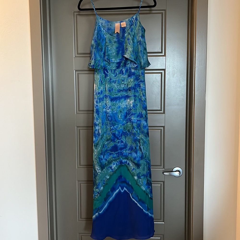 Watercolor silk maxi dress